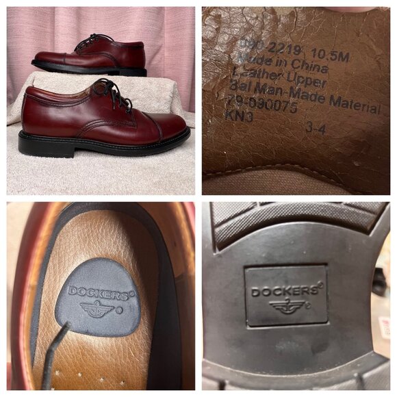 Dockers Mens Burgundy Leather Oxford Shoes Size 10.5M Cap Toe Casual Comfortable - Picture 11 of 16